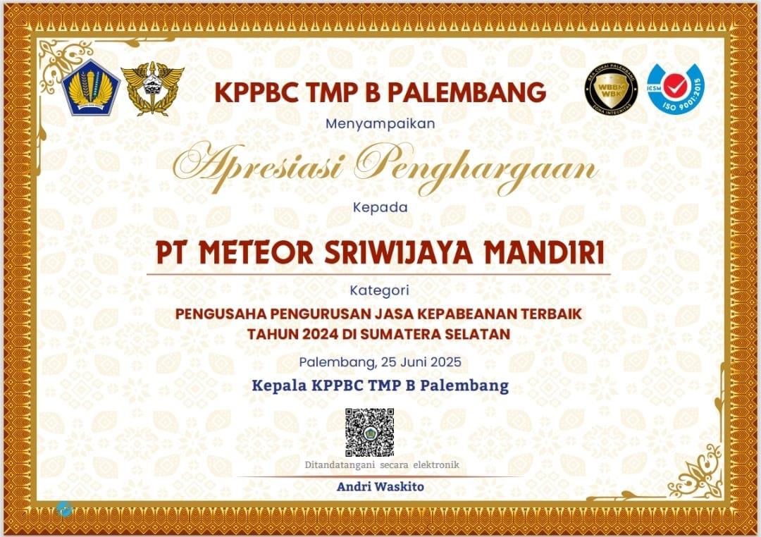 Sertifikat Penghargaan PPJK Terbaik